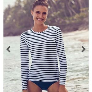 Women's Long Sleeve Swim Tee Rash Guard Stripe